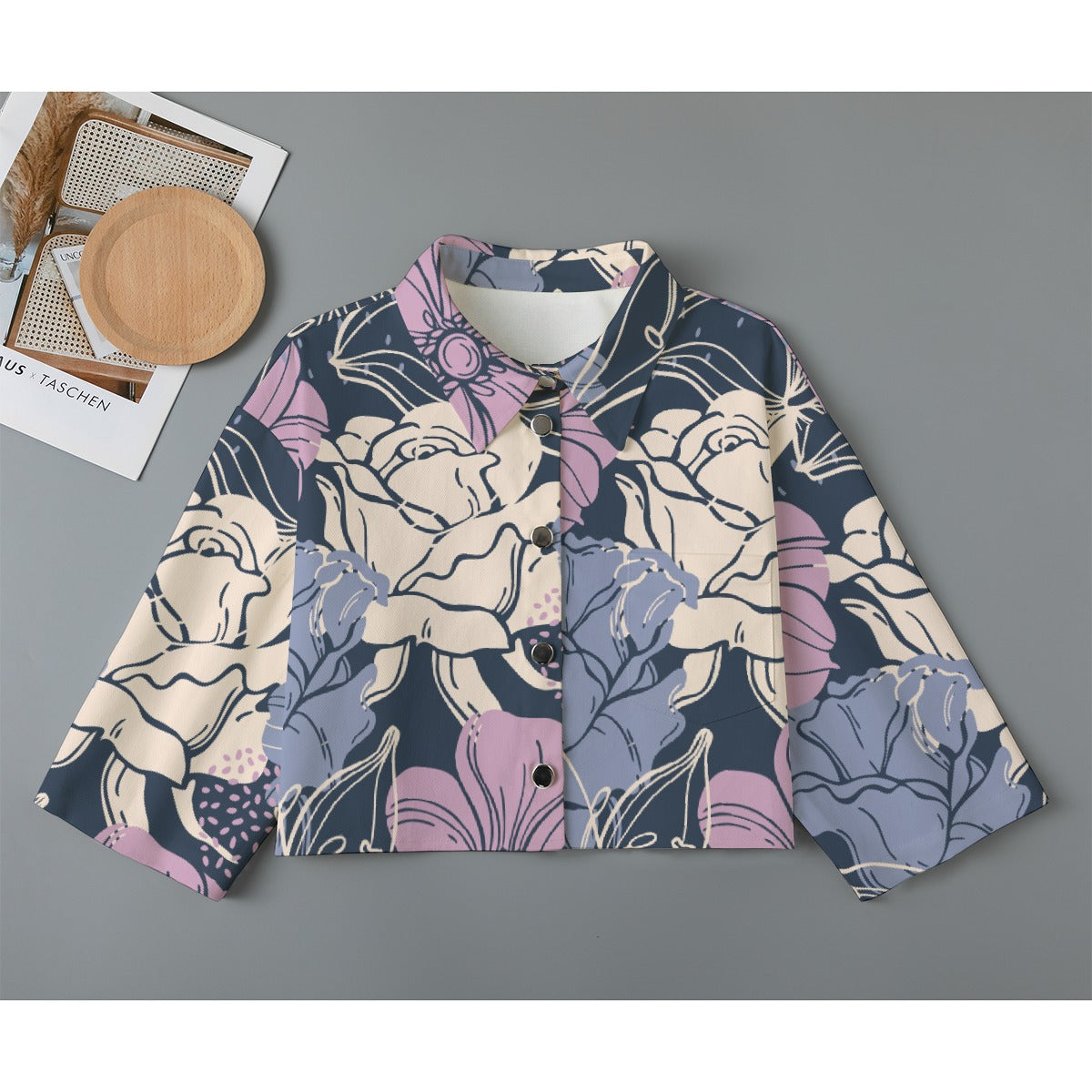 All-Over Print Women's Cropped Jacket | 245GSM Cotton