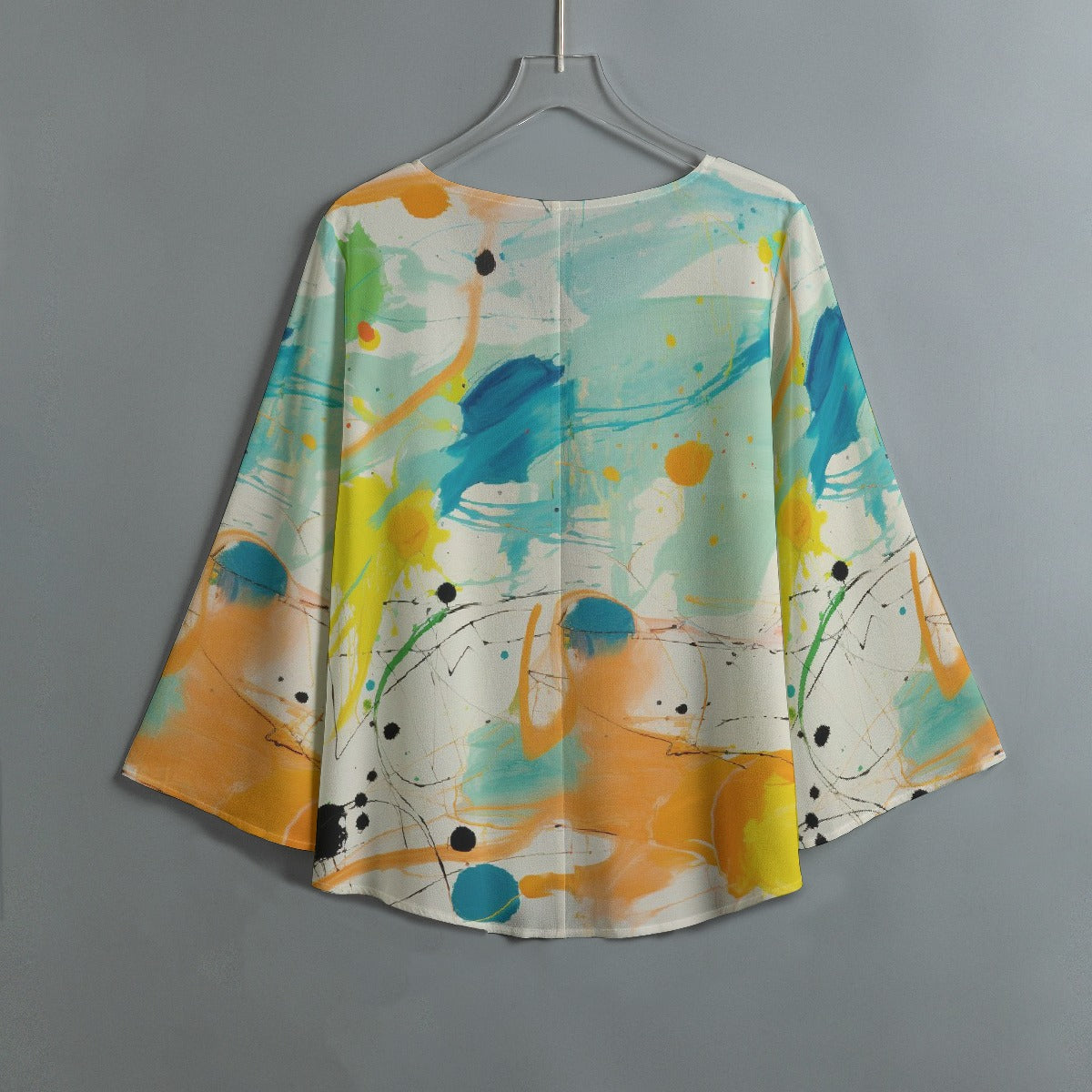 All-Over Print Women's V-neck T-shirt With Irregular Hem