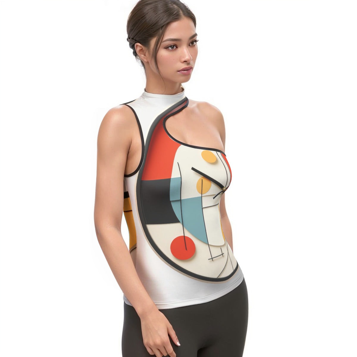 All-Over Print Women's Halter Sleeveless Asymmetrical Tank Top