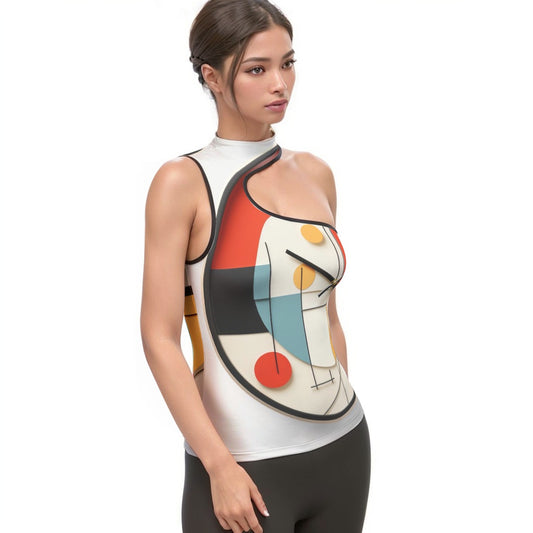 All-Over Print Women's Halter Sleeveless Asymmetrical Tank Top