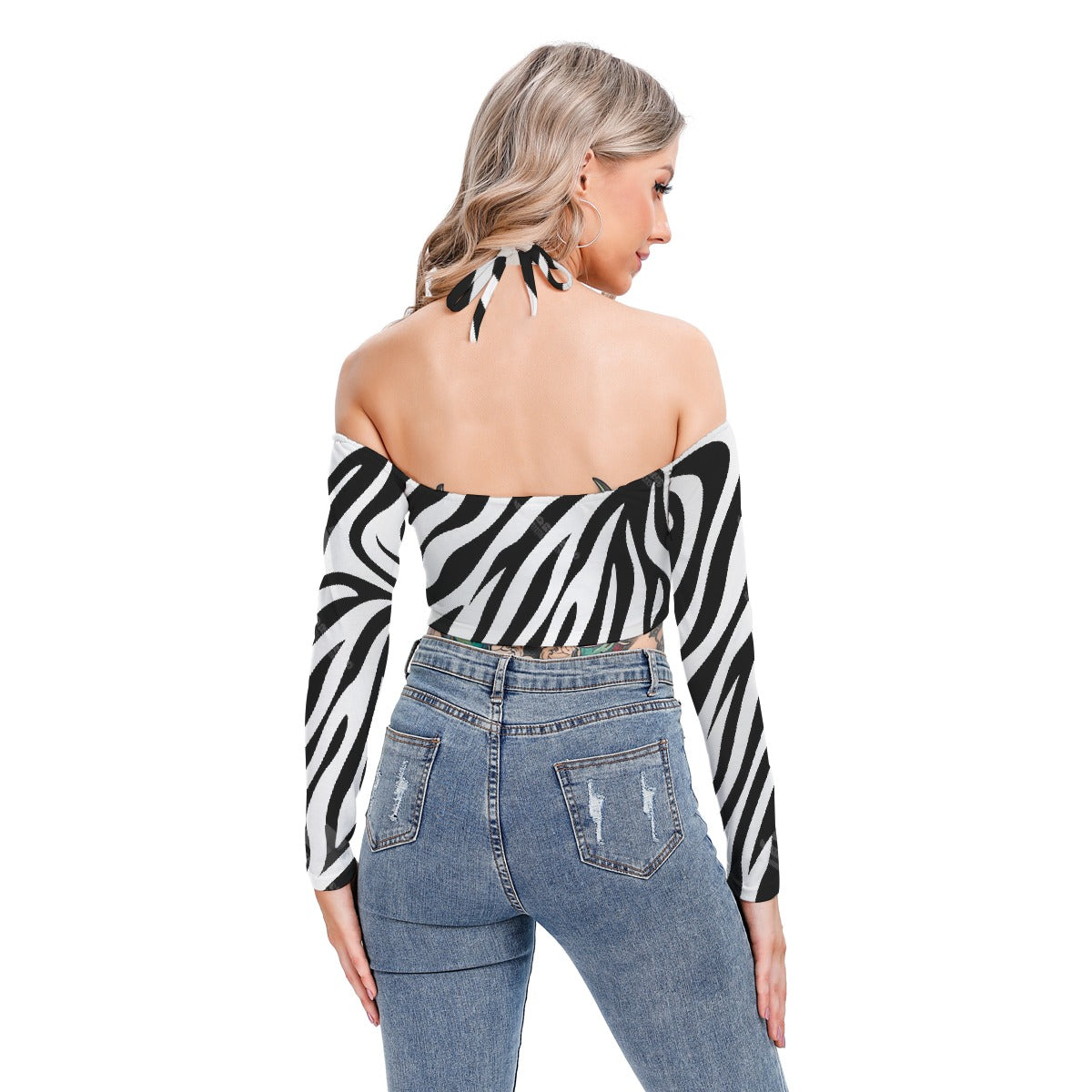 All-Over Print Women's Halter Lace-up Top