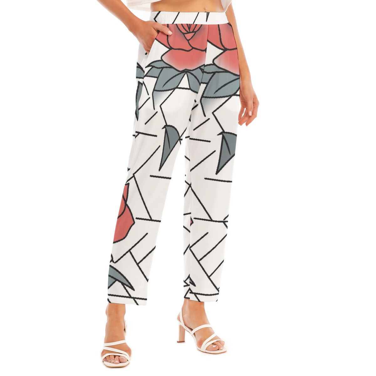 All-Over Print Women's Loose Straight-leg Pants