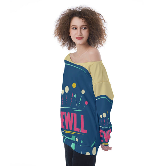All-Over Print Oversized Women's Off-Shoulder Sweatshirt