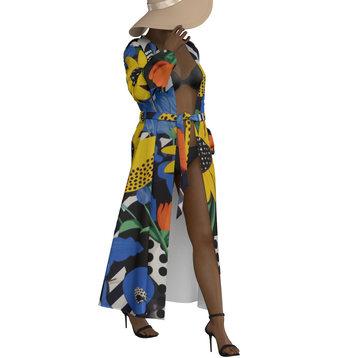 All-Over Print Women's Lace-up Chiffon Robe