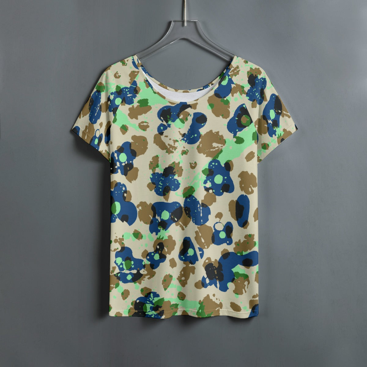 All-Over Print Women's Round Neck T-shirt With Raglan Sleeve