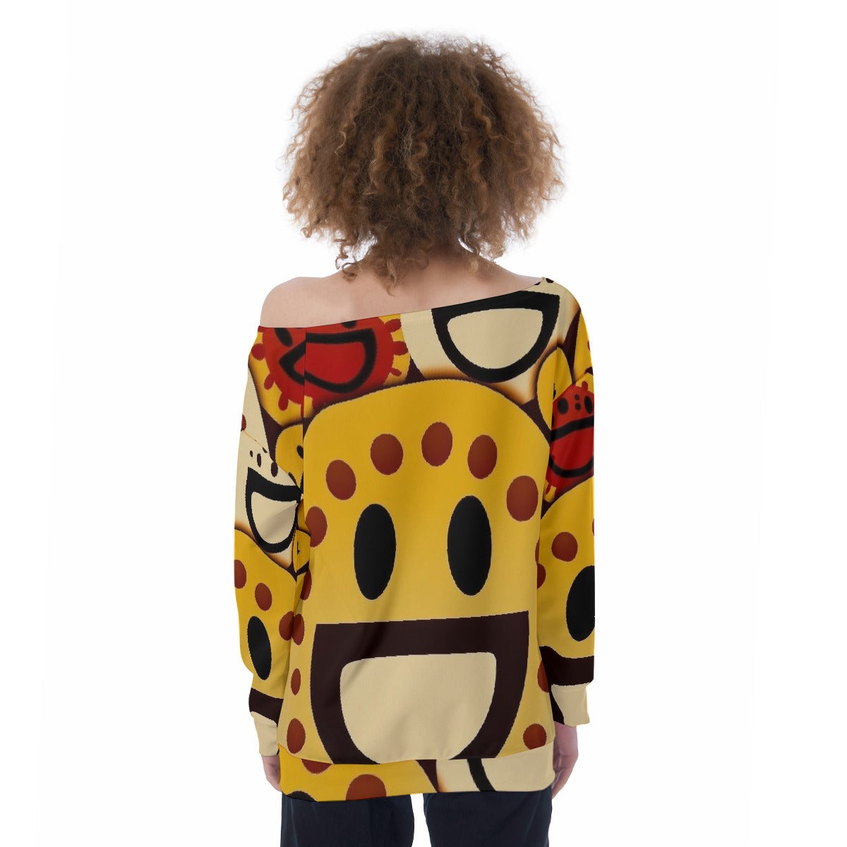 All-Over Print Oversized Women's Off-Shoulder Sweatshirt
