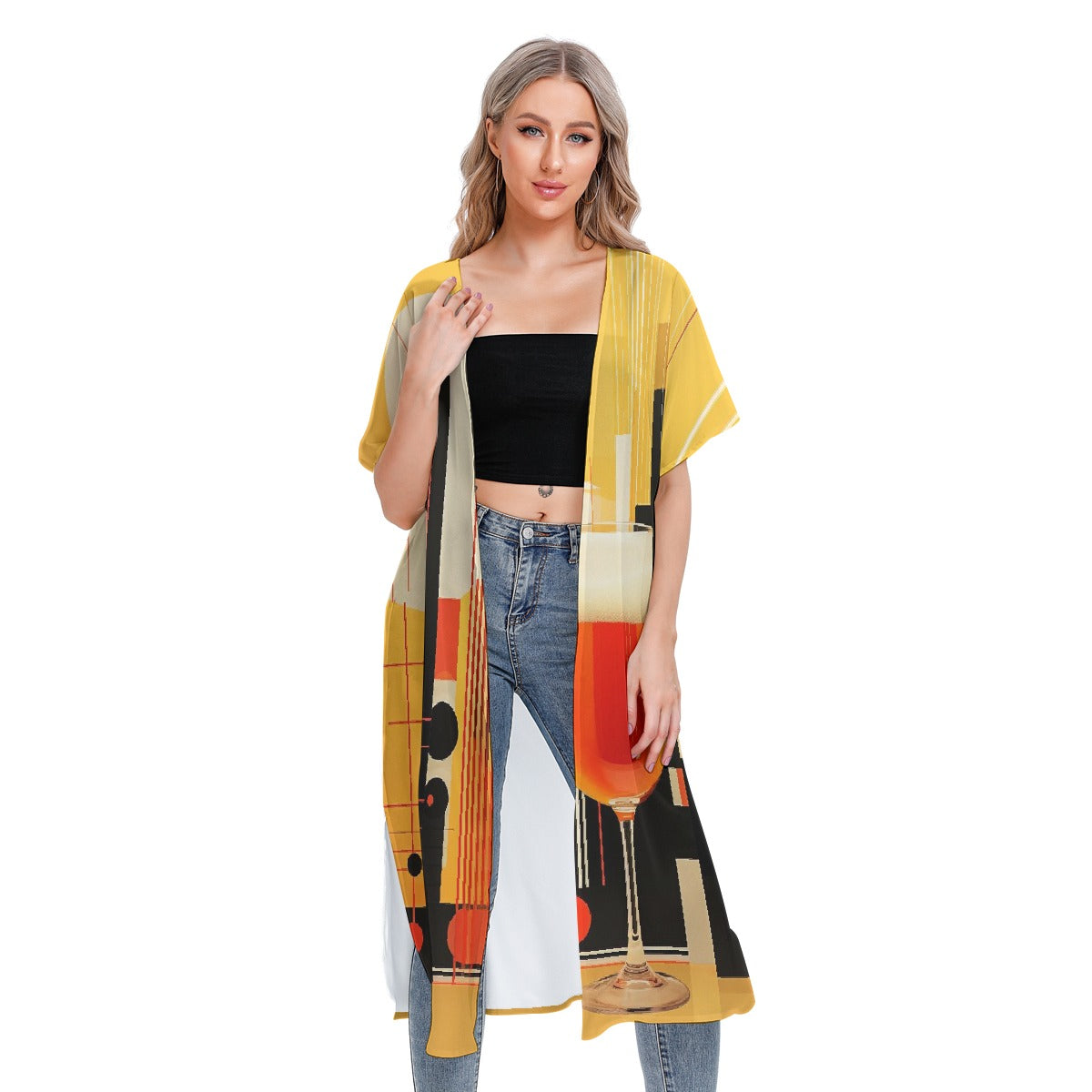 All-Over Print Women's Short Sleeve Cardigan