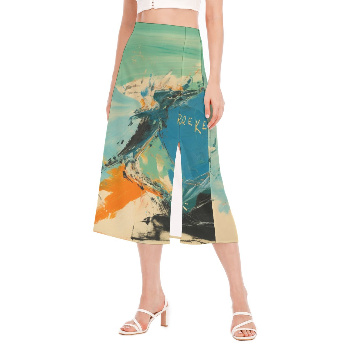 All-Over Print Women's High Slit Long Skirt