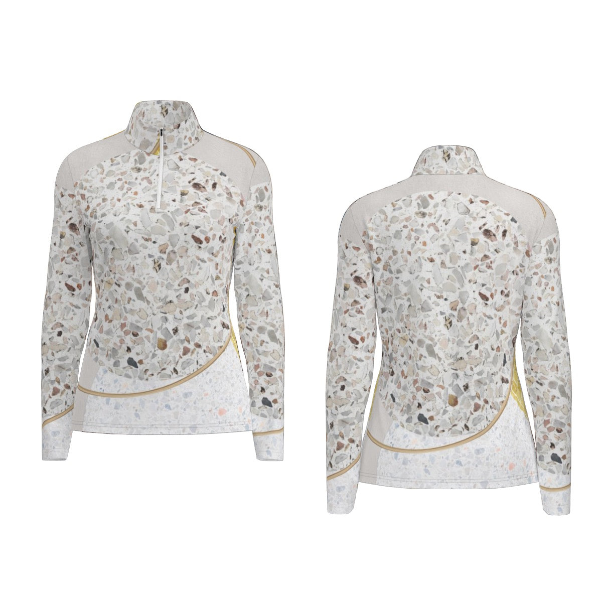 All-Over Print Women's Sports Collar Jersey With Long Sleeve