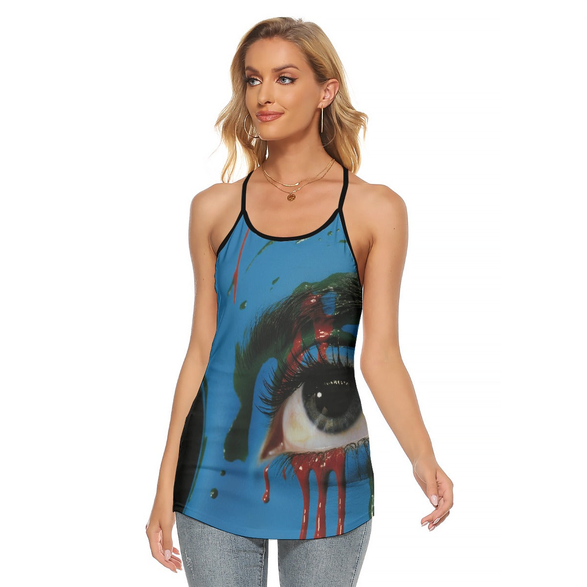 All-Over Print Women's Criss-Cross Open Back Tank Top