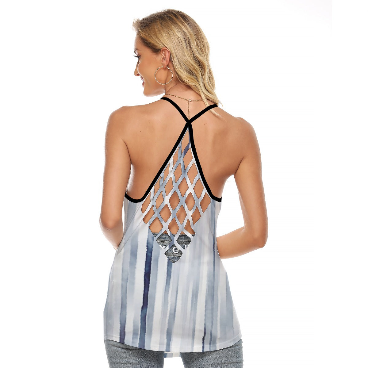 All-Over Print Women's Criss-Cross Open Back Tank Top