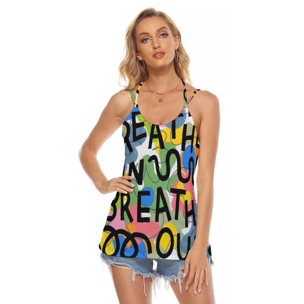All-Over Print Women's Halter Top With Backless