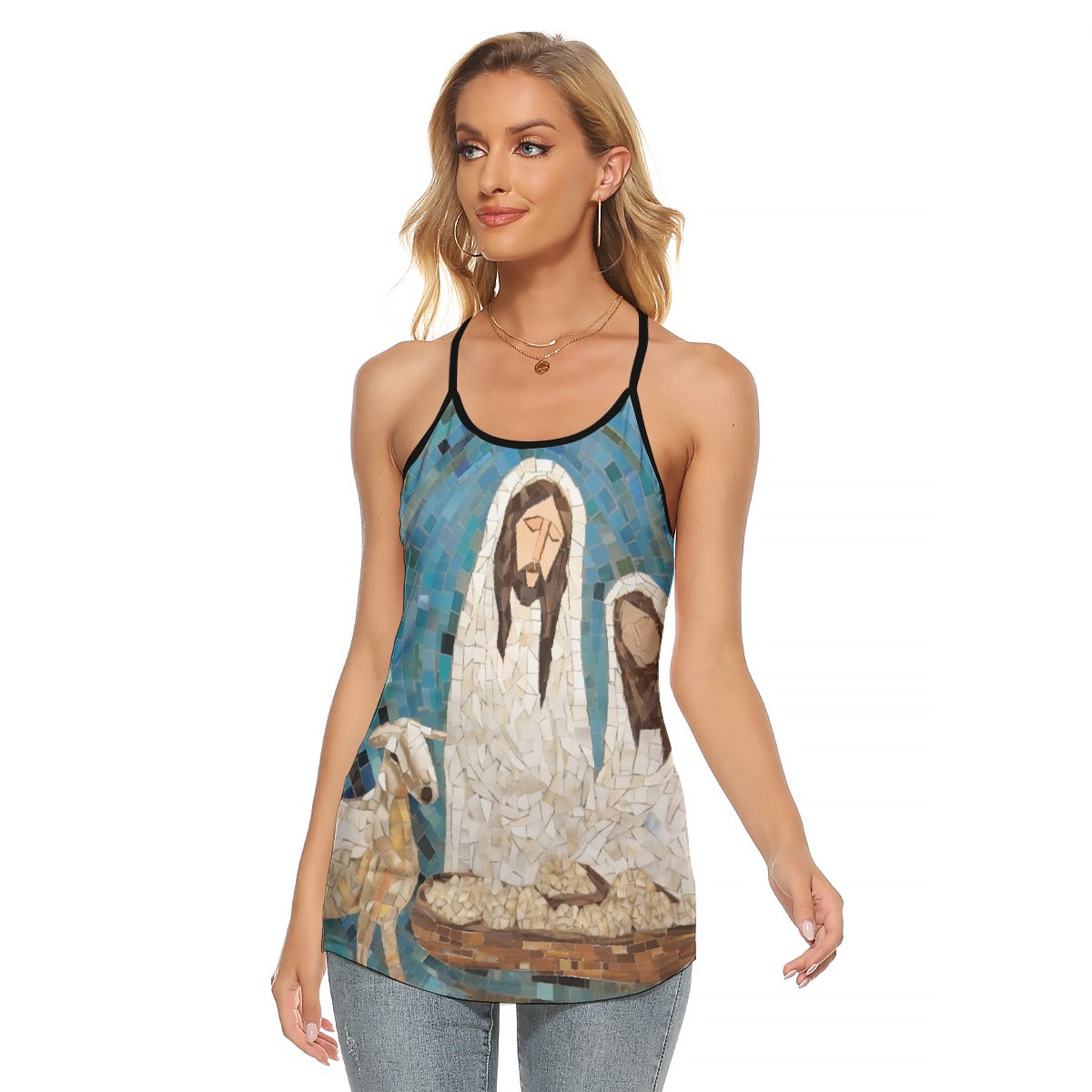 All-Over Print Women's Criss-Cross Open Back Tank Top