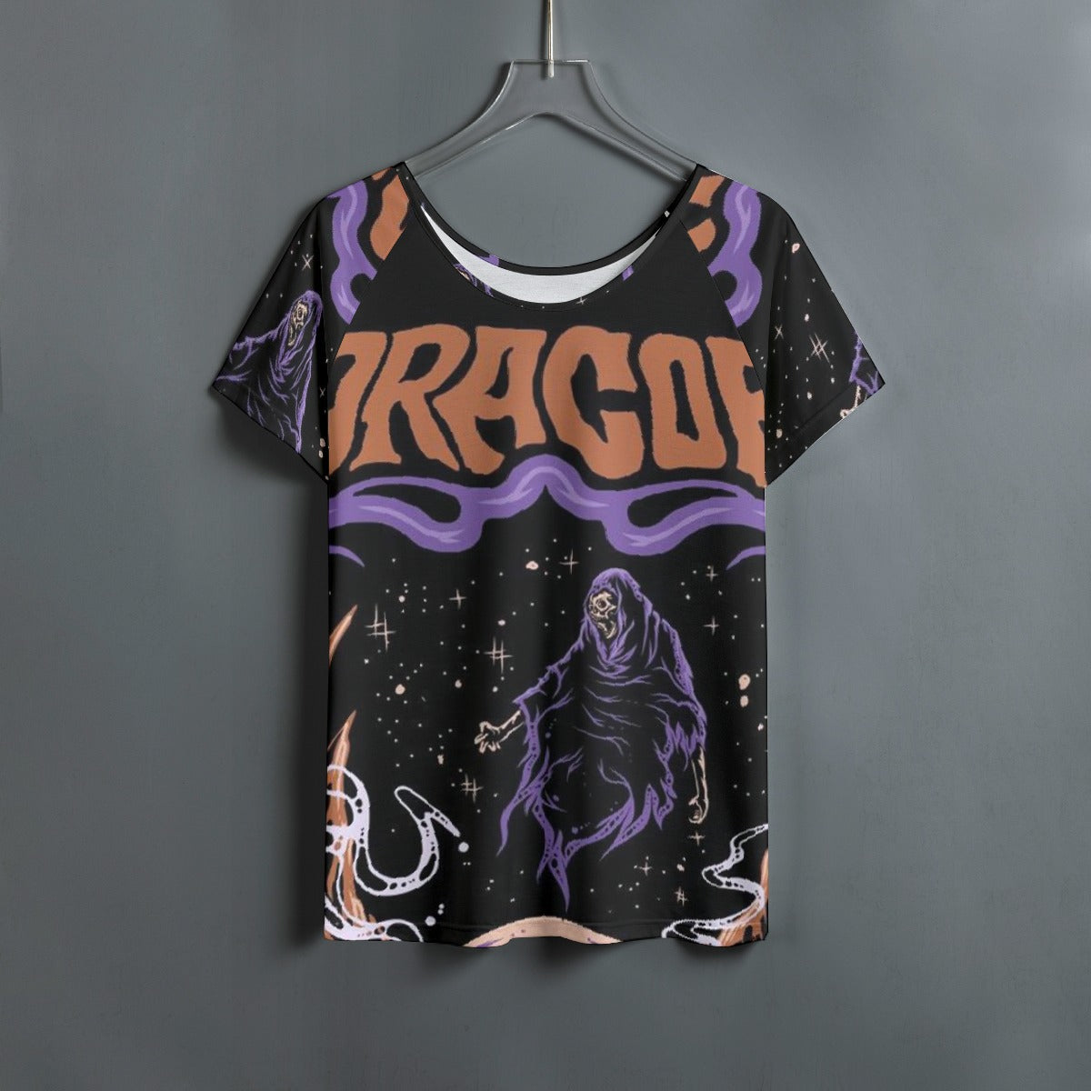All-Over Print Women's Round Neck T-shirt With Raglan Sleeve