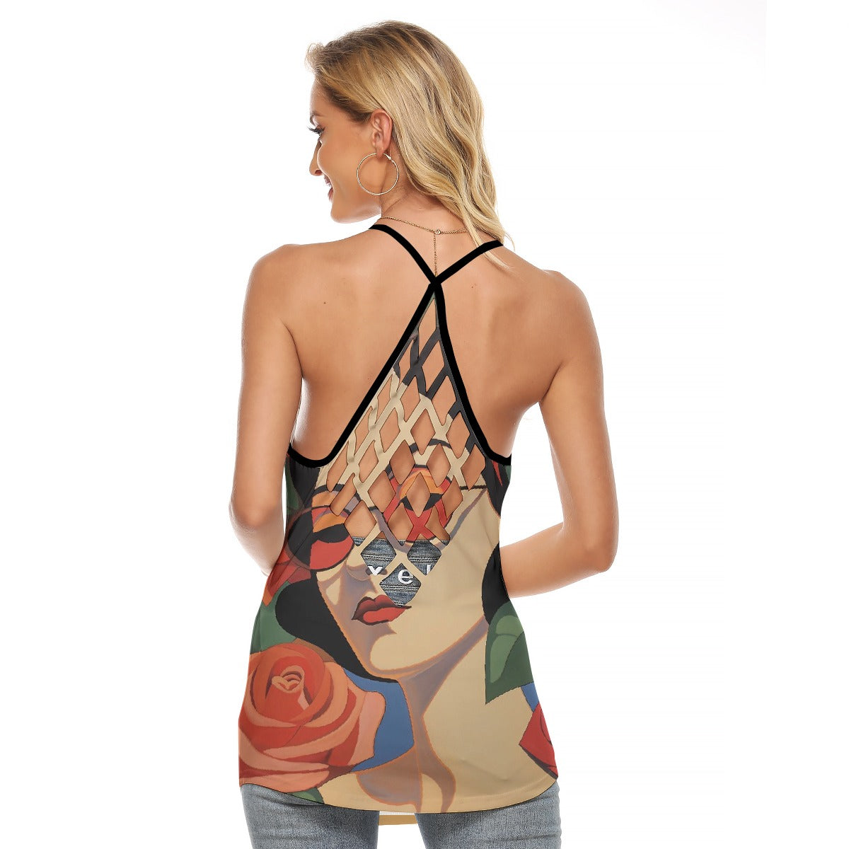 All-Over Print Women's Criss-Cross Open Back Tank Top