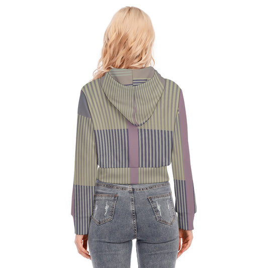All-Over Print Women's Crop Top Hoodie With Zipper Closure