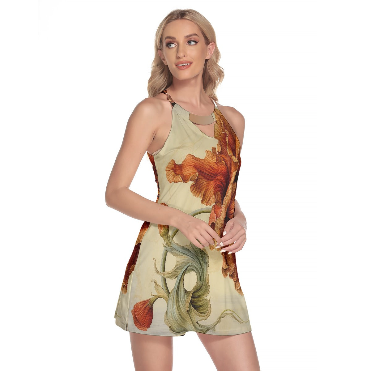 All-Over Print Women's Round Neck Above Knee Dress