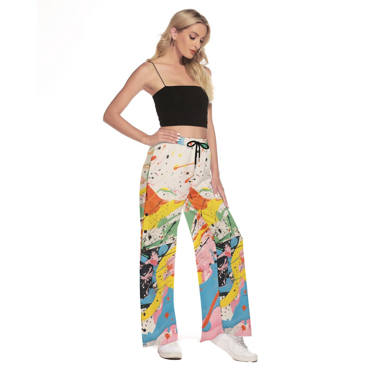 All-Over Print Women's Side Slit Snap Button Trousers