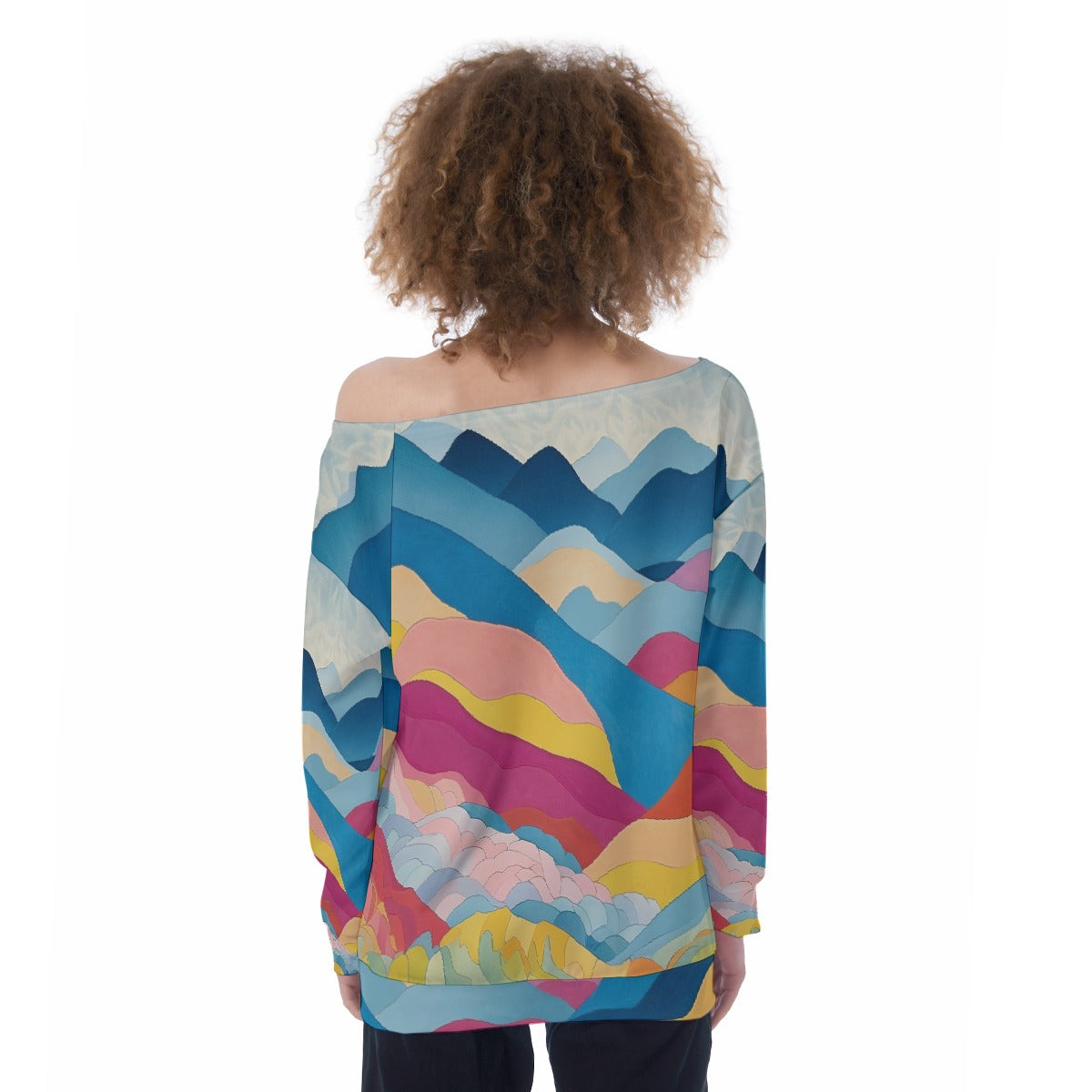All-Over Print Oversized Women's Off-Shoulder Sweatshirt