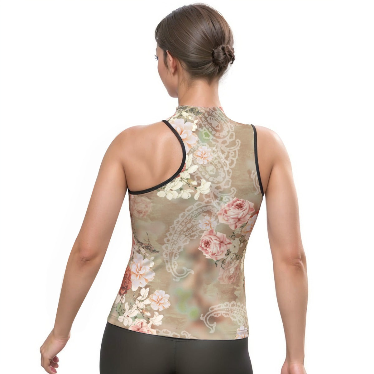 All-Over Print Women's Halter Sleeveless Asymmetrical Tank Top