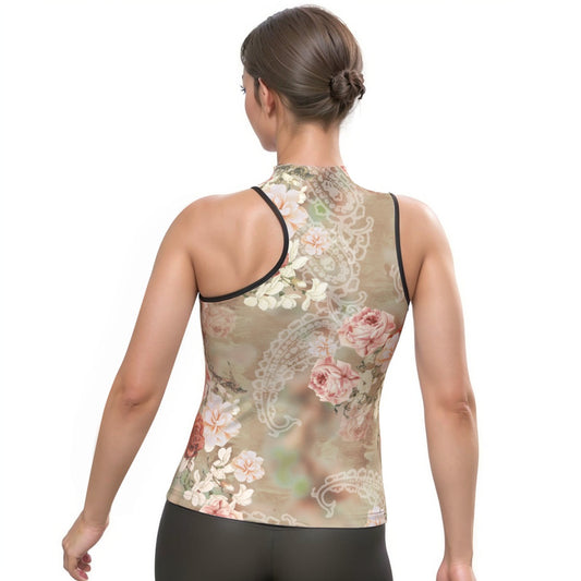 All-Over Print Women's Halter Sleeveless Asymmetrical Tank Top
