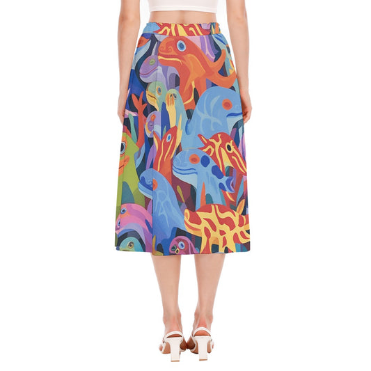 All-Over Print Women's Long Section Chiffon Skirt