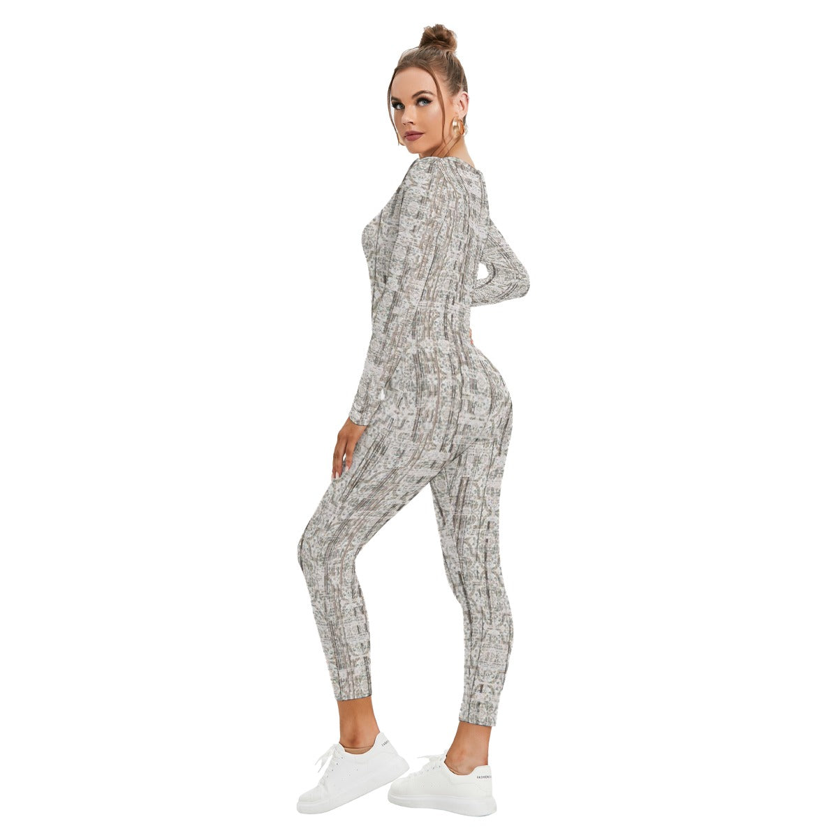 All-Over Print Women's Plunging Neck Jumpsuit