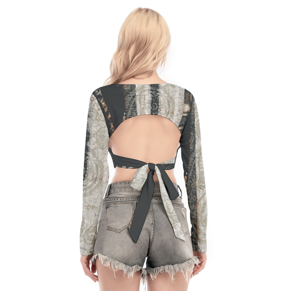 All-Over Print Women's Back Hollow T-shirt With Strap