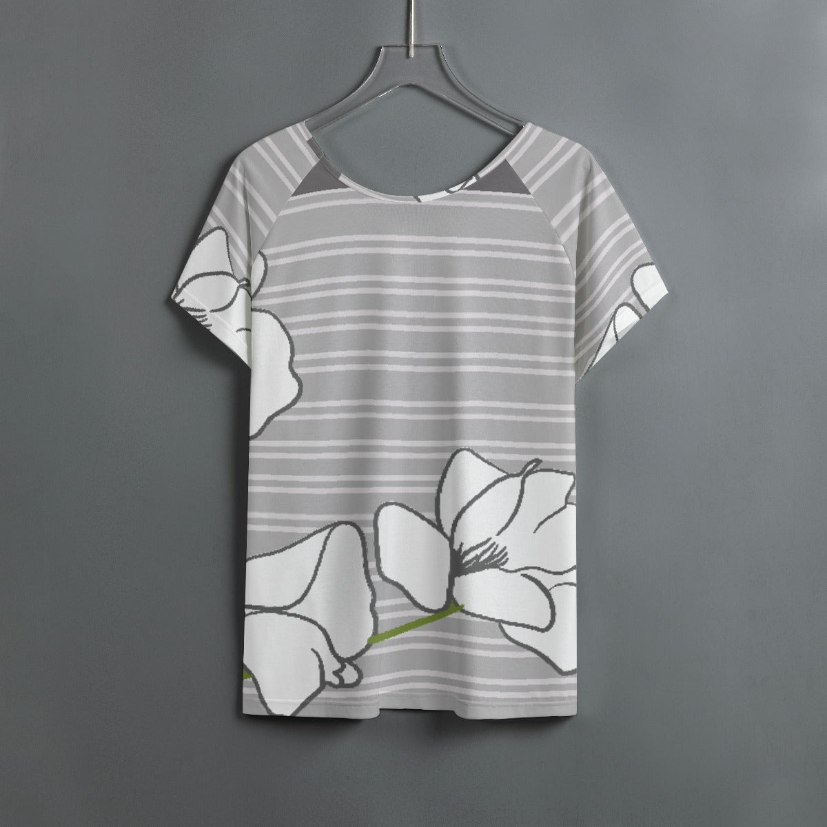All-Over Print Women's Round Neck T-shirt With Raglan Sleeve