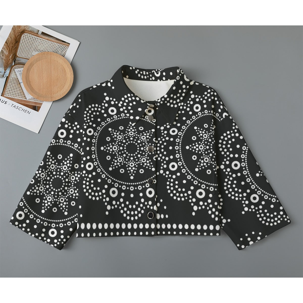 All-Over Print Women's Cropped Jacket | 245GSM Cotton