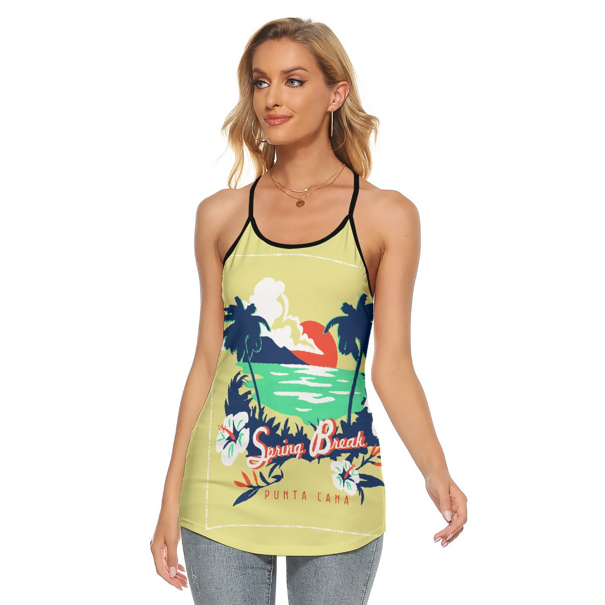 All-Over Print Women's Criss-Cross Open Back Tank Top