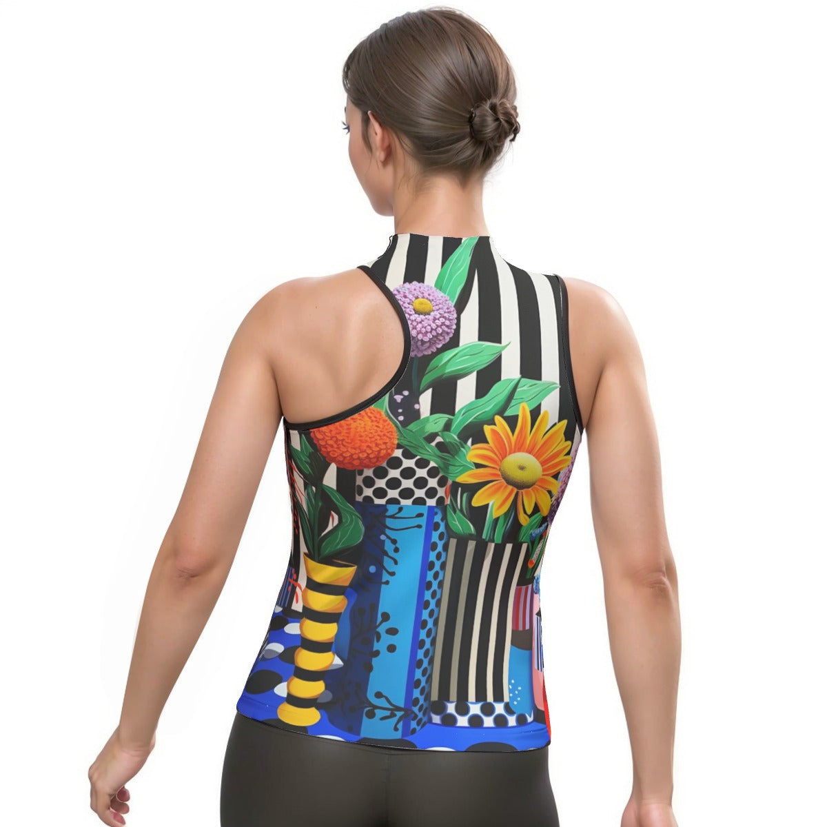All-Over Print Women's Halter Sleeveless Asymmetrical Tank Top