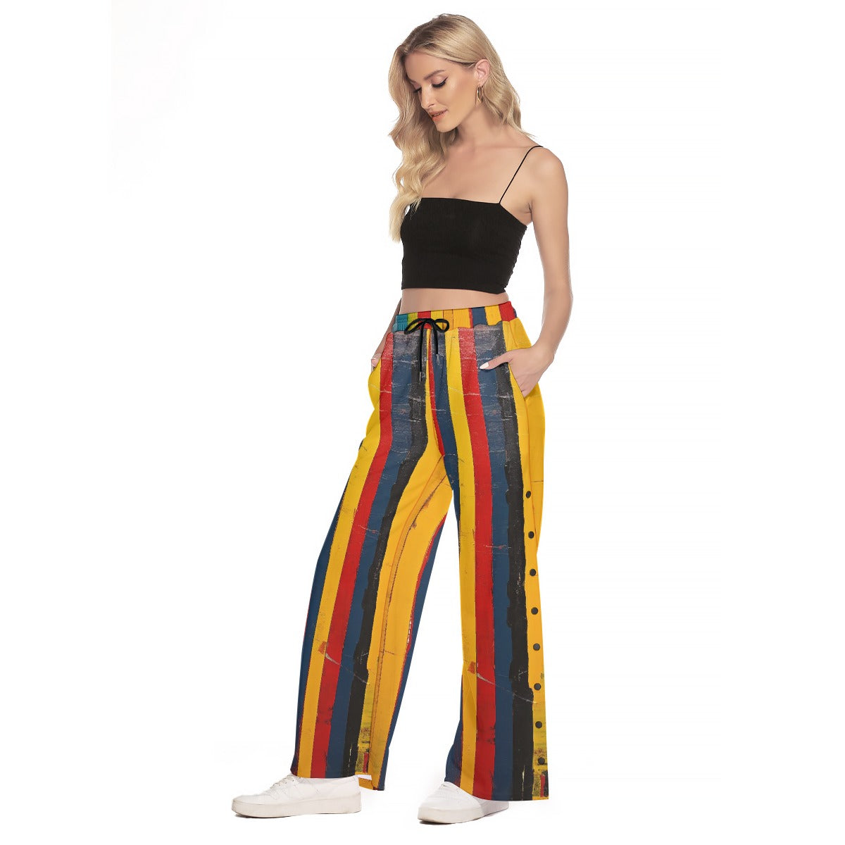 All-Over Print Women's Side Slit Snap Button Trousers