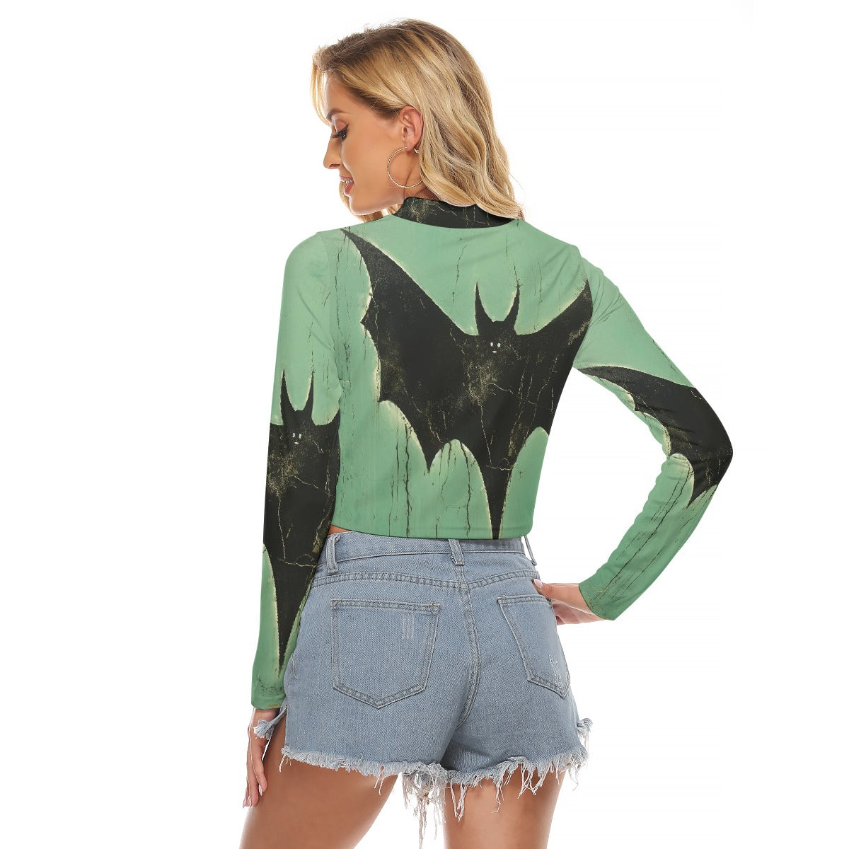 All-Over Print Women's Hollow Chest Keyhole Tight Crop Top