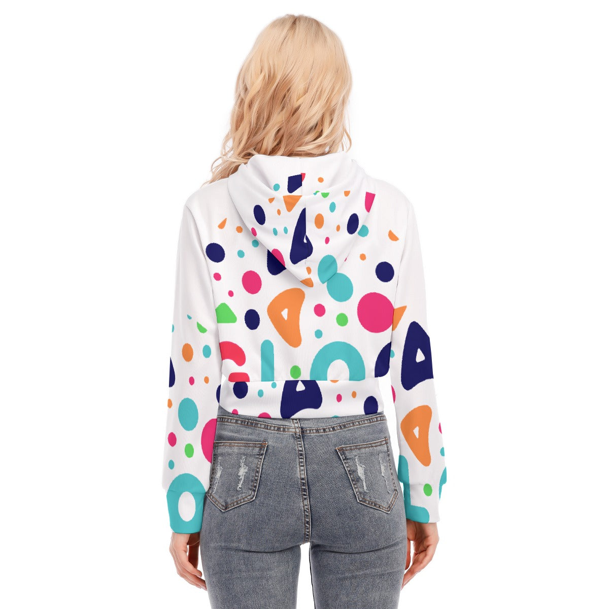 All-Over Print Women's Crop Top Hoodie With Zipper Closure