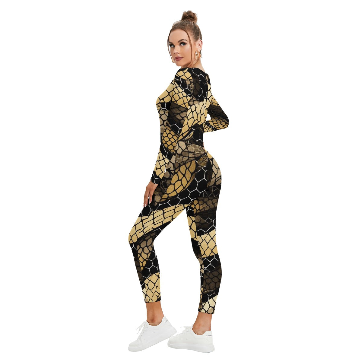 All-Over Print Women's Plunging Neck Jumpsuit