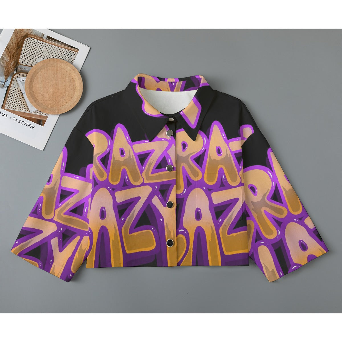 All-Over Print Women's Cropped Jacket | 245GSM Cotton