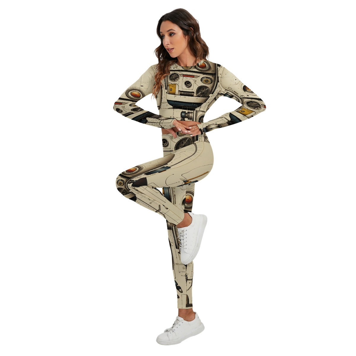 All-Over Print Women's Sport Set With Backless Top And Leggings