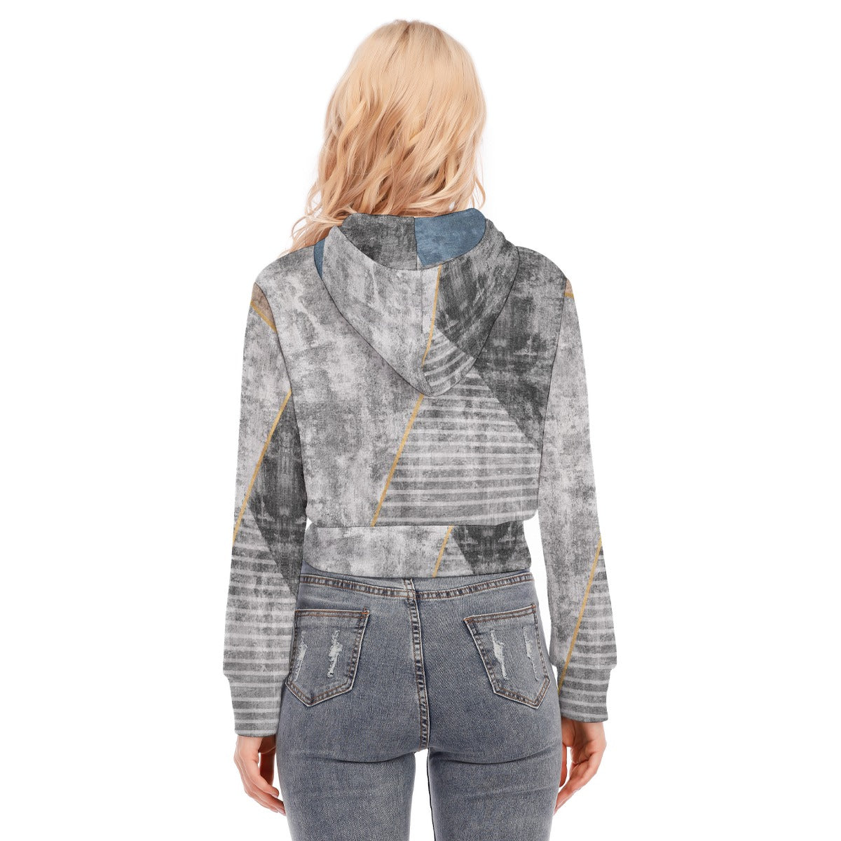 All-Over Print Women's Crop Top Hoodie With Zipper Closure