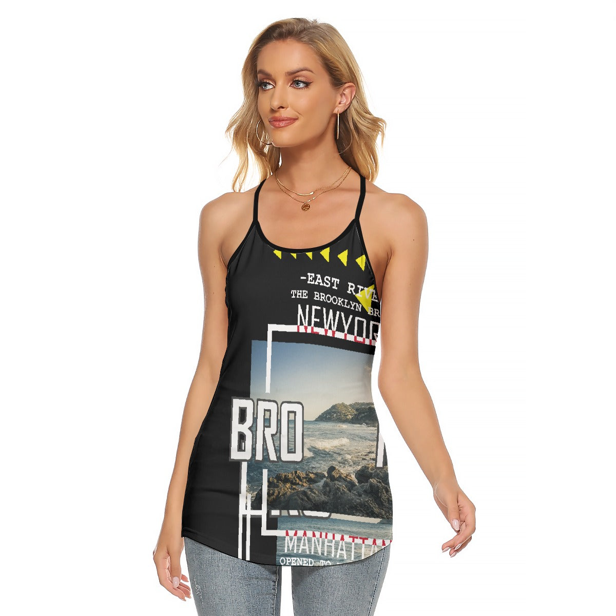 All-Over Print Women's Criss-Cross Open Back Tank Top