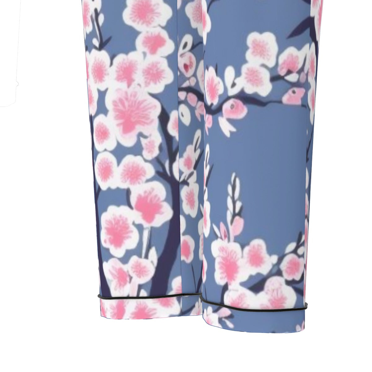 All-Over Print Women's Long Sleeve Pajama Set With Black Contrast Piping