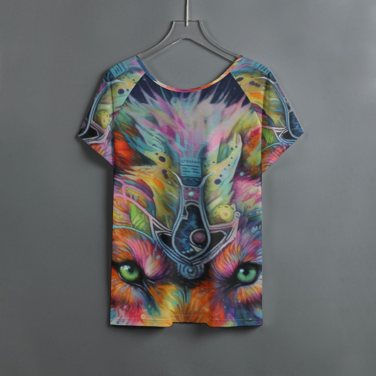 All-Over Print Women's Round Neck T-shirt With Raglan Sleeve