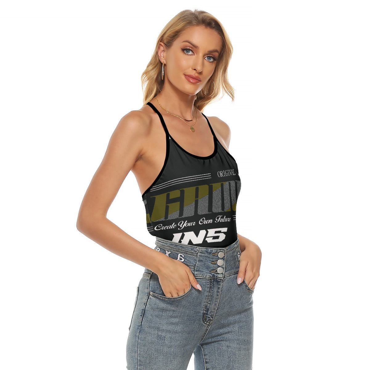 All-Over Print Women's Criss-Cross Open Back Tank Top