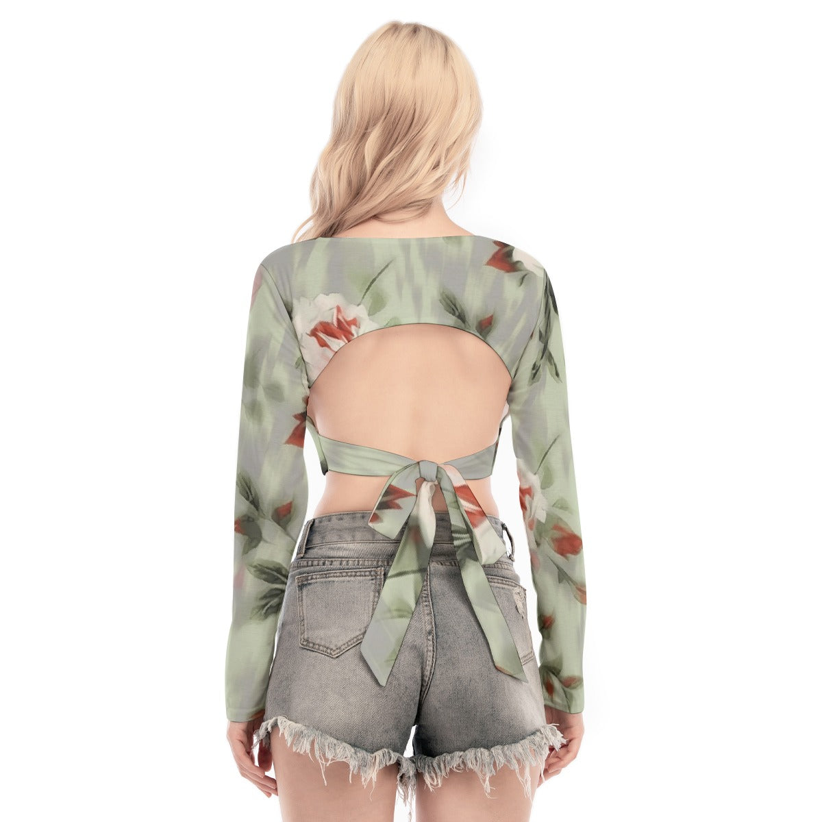 All-Over Print Women's Back Hollow T-shirt With Strap