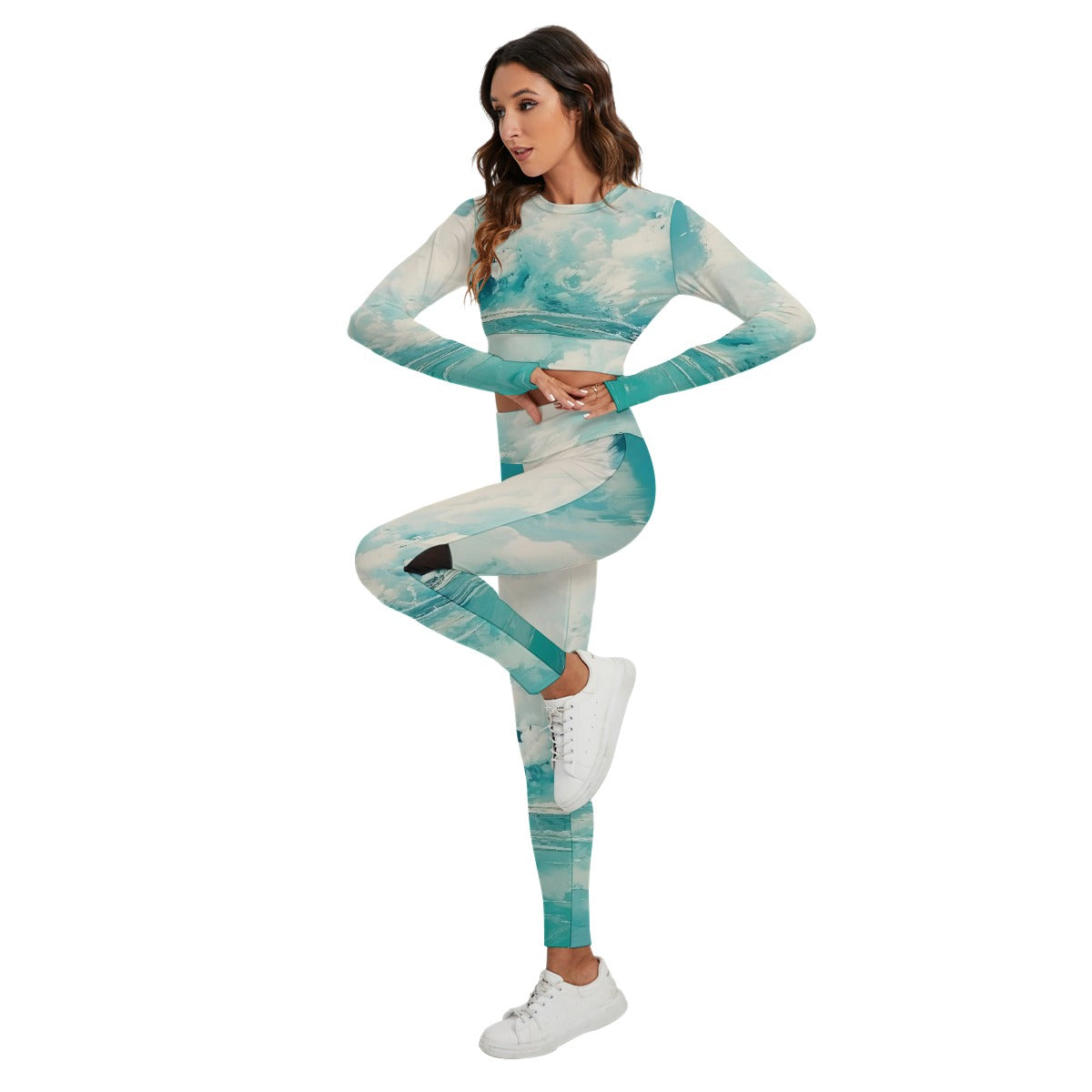 All-Over Print Women's Sport Set With Backless Top And Leggings