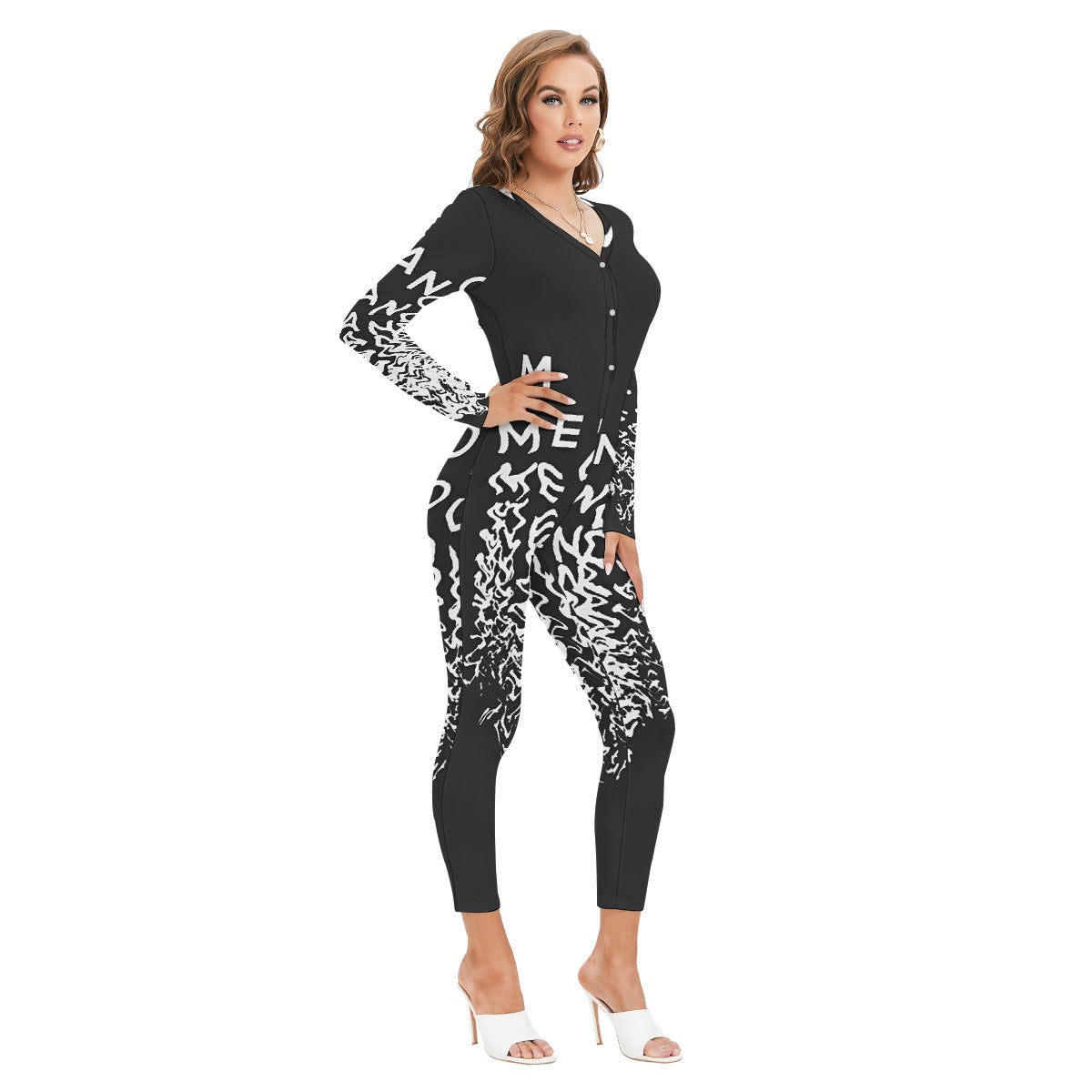 All-Over Print Women's Plunging Neck Jumpsuit
