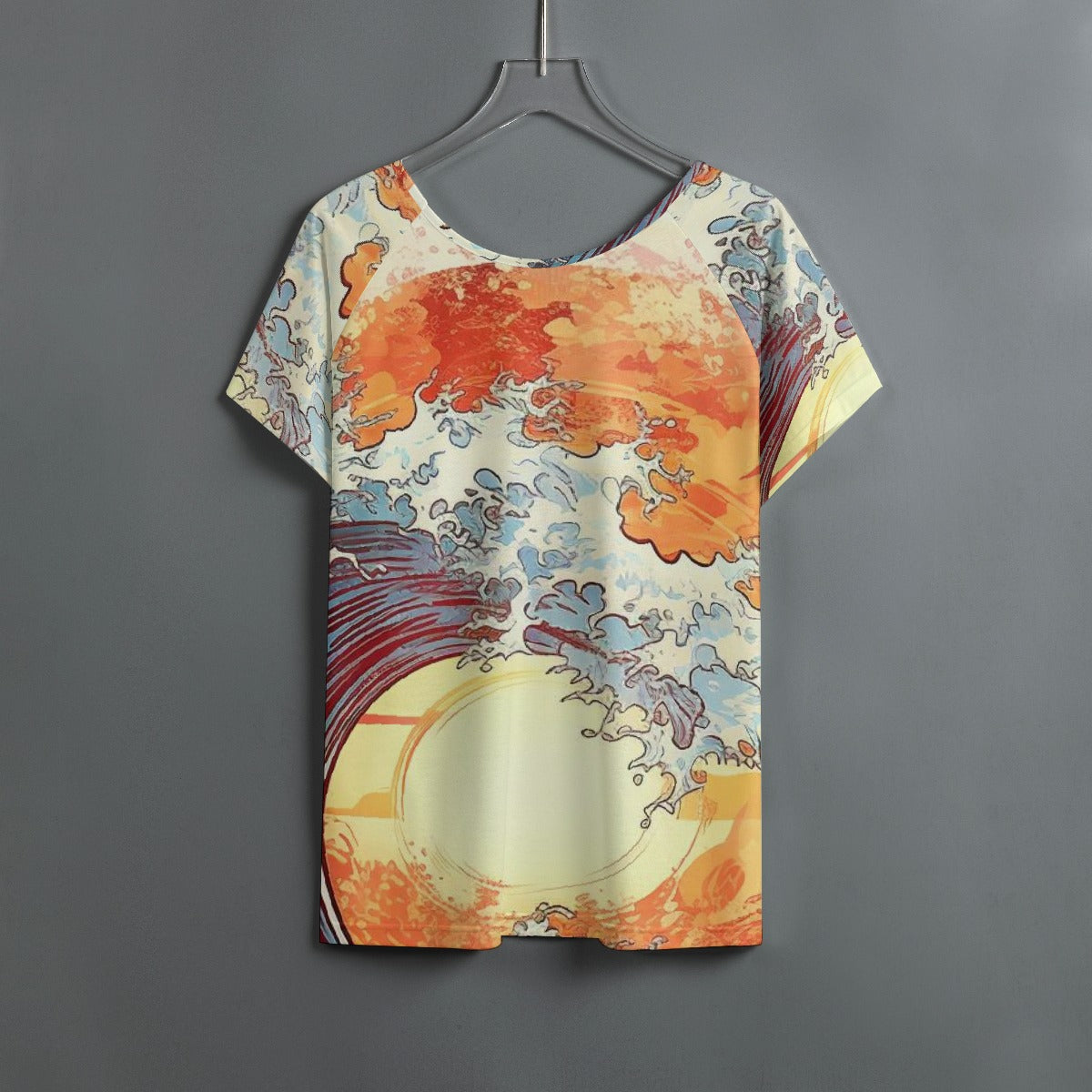 All-Over Print Women's Round Neck T-shirt With Raglan Sleeve