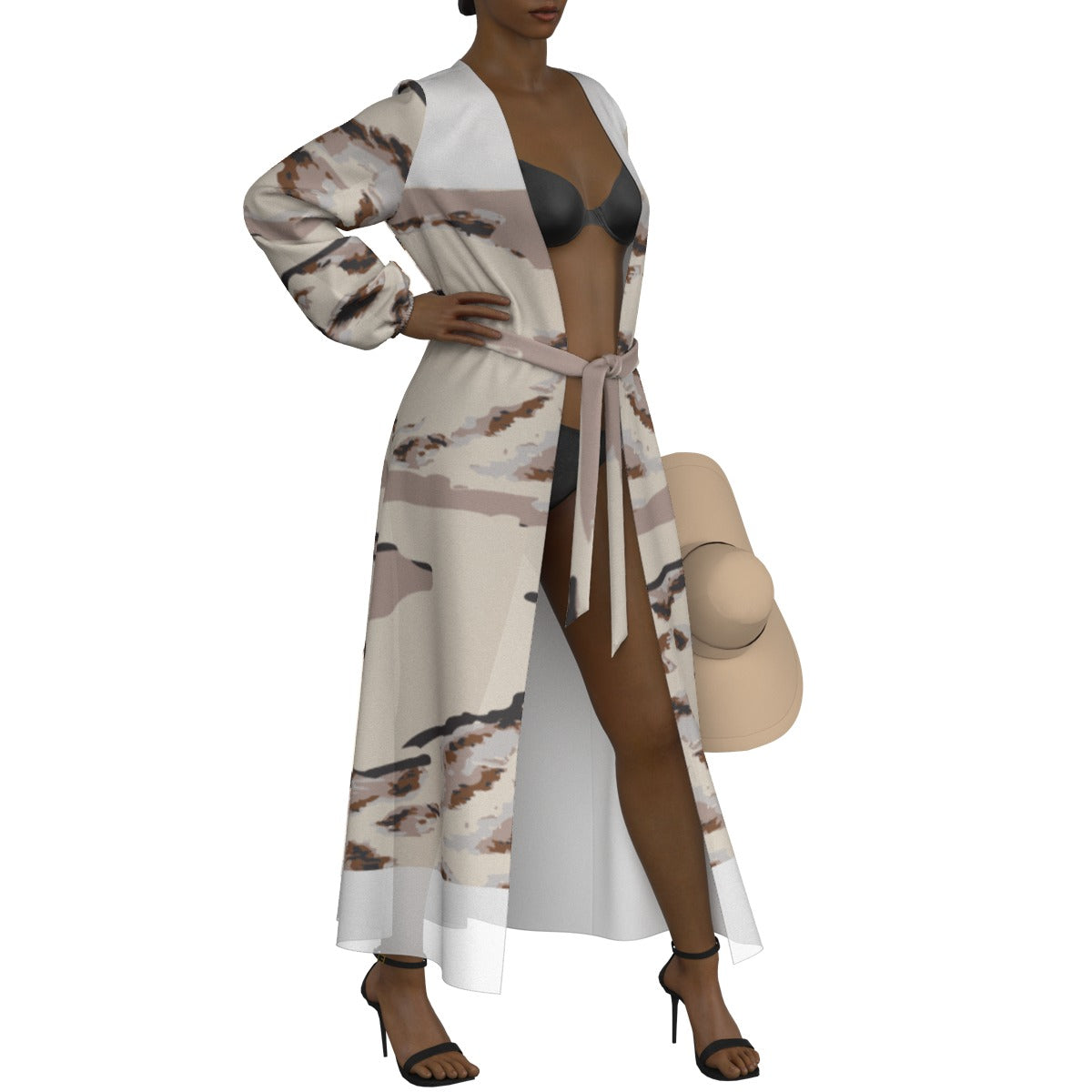 All-Over Print Women's Lace-up Chiffon Robe