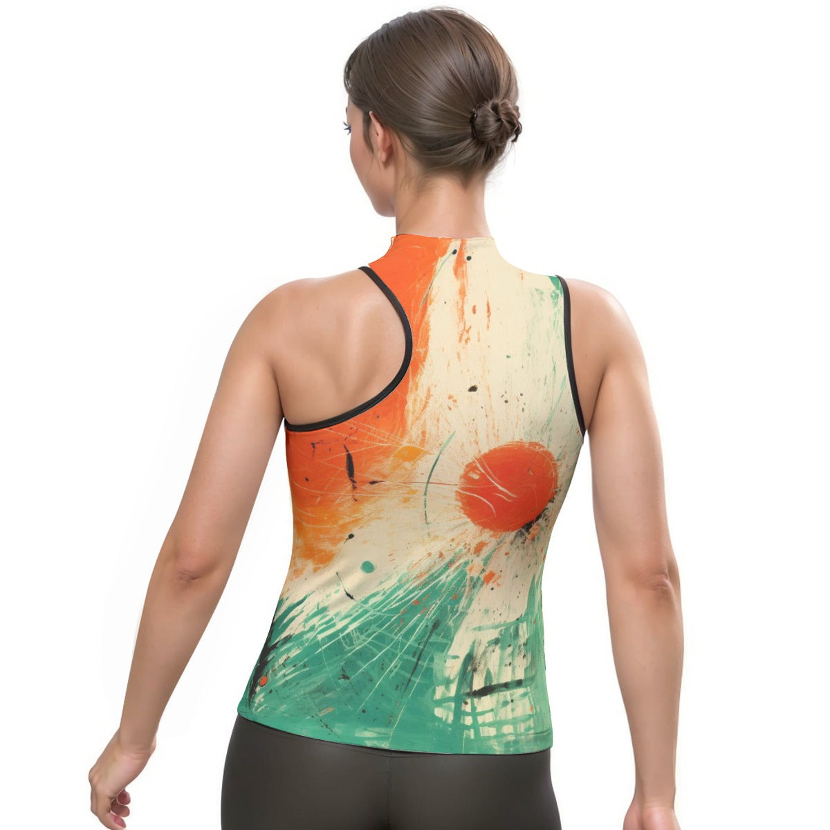 All-Over Print Women's Halter Sleeveless Asymmetrical Tank Top