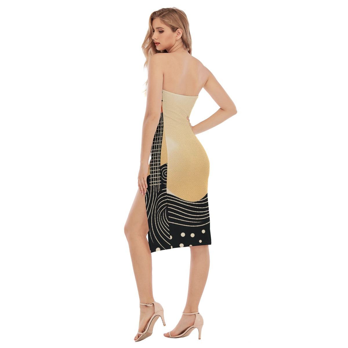 All-Over Print Women's Side Split Tube Top Dress